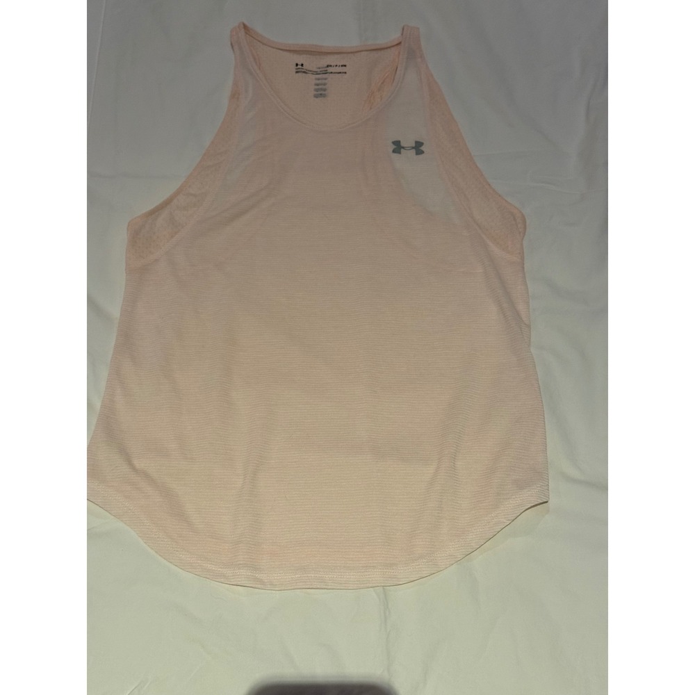 Under Armour Womens HeatGear Racerback Tank Top Peach Pink Fitted Small